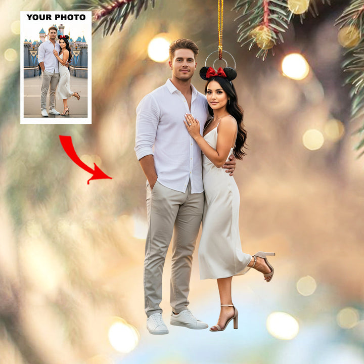 Golden Vows - Personalized Photo Mica Ornament - Customized Your Photo Ornament - Christmas Gift For Couple