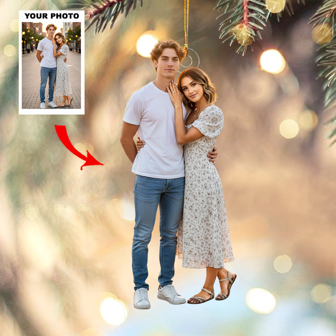 Cherish Us - Personalized Photo Mica Ornament - Customized Your Photo Ornament - Christmas Gift For Couple
