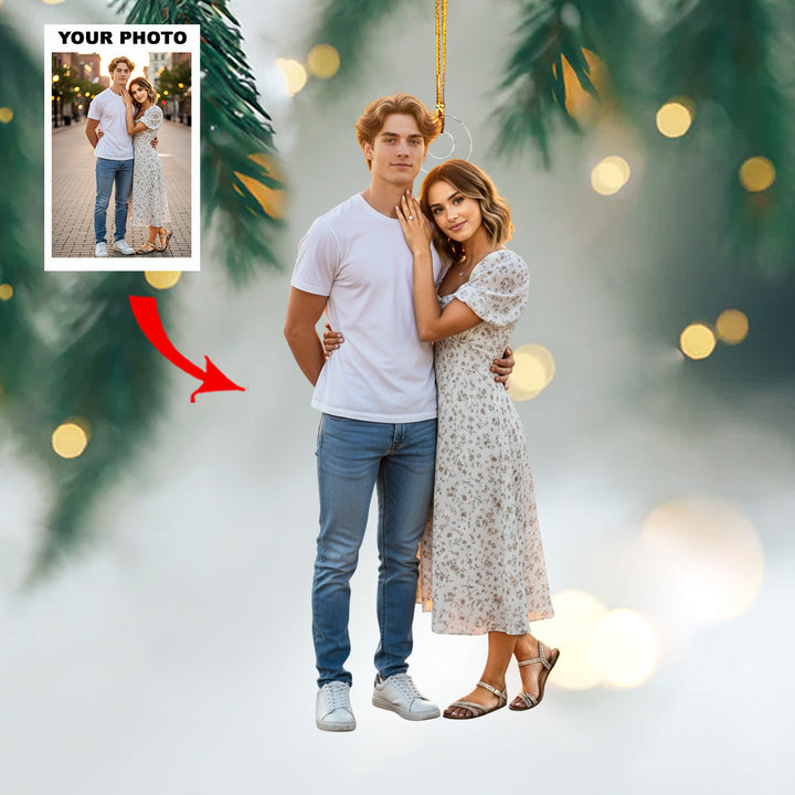 Cherish Us - Personalized Photo Mica Ornament - Customized Your Photo Ornament - Christmas Gift For Couple