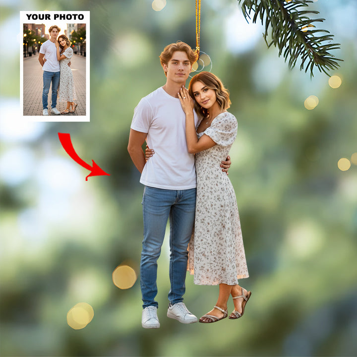 Cherish Us - Personalized Photo Mica Ornament - Customized Your Photo Ornament - Christmas Gift For Couple