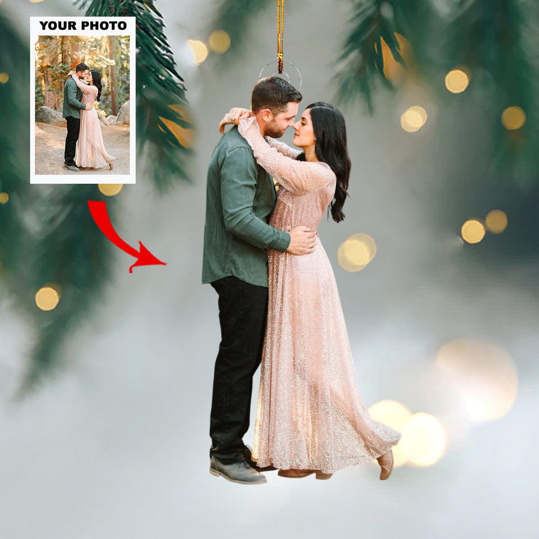 Heart Tied - Personalized Photo Mica Ornament - Customized Your Photo Ornament - Christmas Gift For Couple