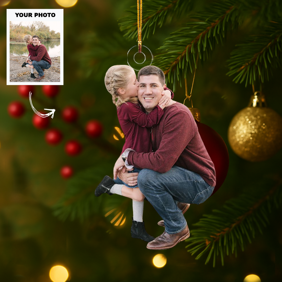 Daddy’s Little Girl - Personalized Photo Mica Ornament - Customized Your Photo Ornament - Christmas Gift For Family