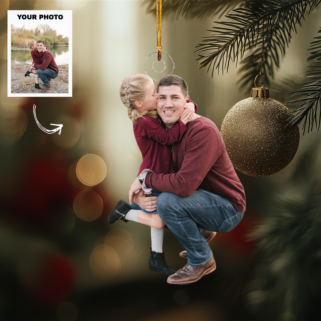 Daddy’s Little Girl - Personalized Photo Mica Ornament - Customized Your Photo Ornament - Christmas Gift For Family
