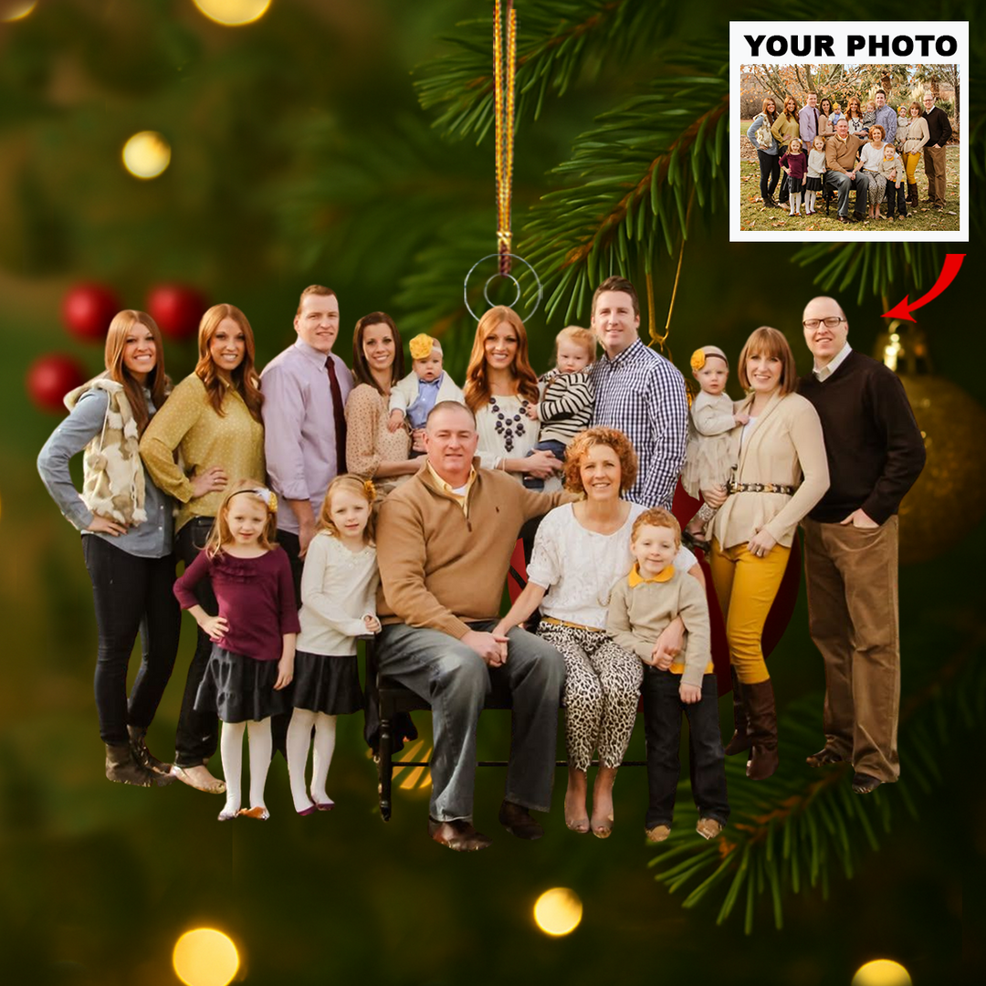 Family Ties - Personalized Photo Mica Ornament - Customized Your Photo Ornament - Christmas Gift For Family