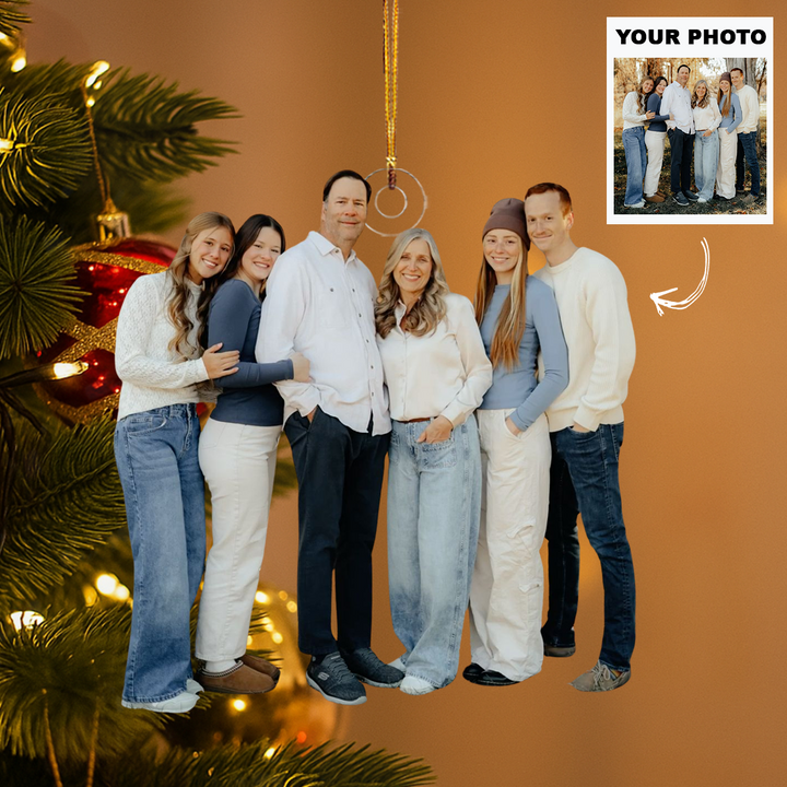 Home Is Where We Are - Personalized Photo Mica Ornament - Customized Your Photo Ornament - Christmas Gift For Family