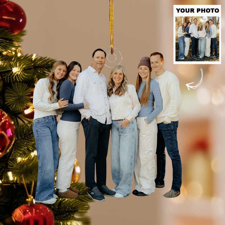 Home Is Where We Are - Personalized Photo Mica Ornament - Customized Your Photo Ornament - Christmas Gift For Family