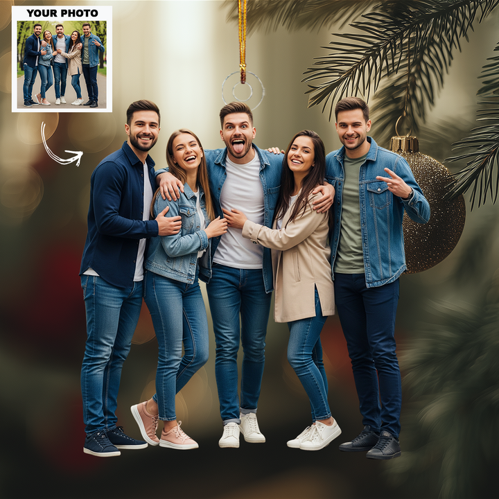 Side by Side - Personalized Photo Mica Ornament - Customized Your Photo Ornament - Christmas Gift For Friends