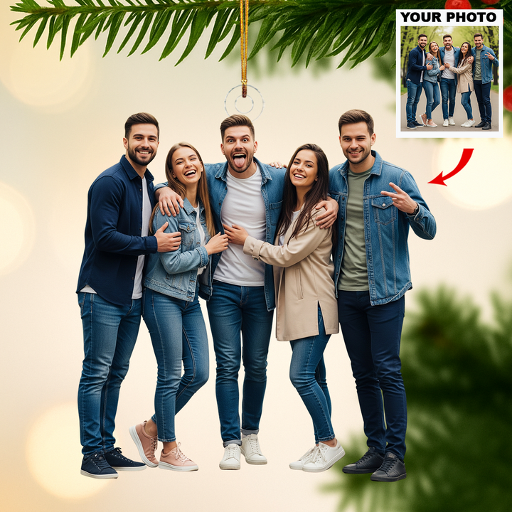 Side by Side - Personalized Photo Mica Ornament - Customized Your Photo Ornament - Christmas Gift For Friends