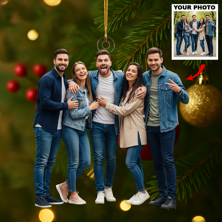 Side by Side - Personalized Photo Mica Ornament - Customized Your Photo Ornament - Christmas Gift For Friends