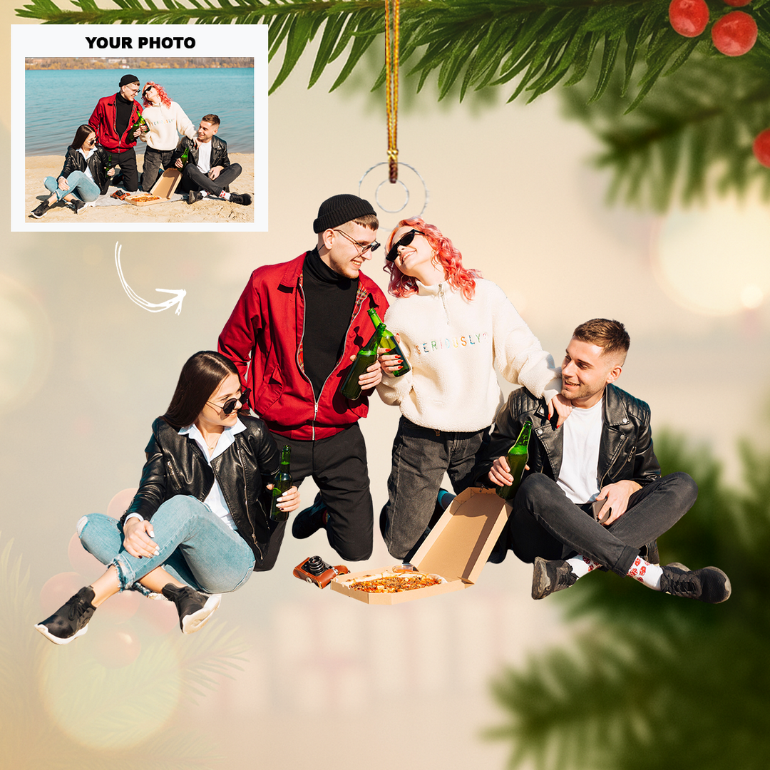 Partners in Fun - Personalized Photo Mica Ornament - Customized Your Photo Ornament - Christmas Gift For Friends