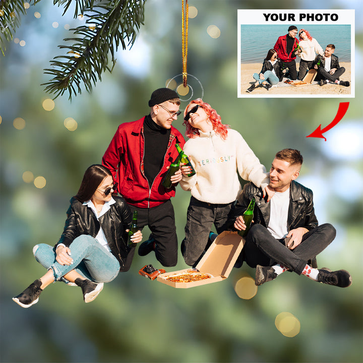 Partners in Fun - Personalized Photo Mica Ornament - Customized Your Photo Ornament - Christmas Gift For Friends