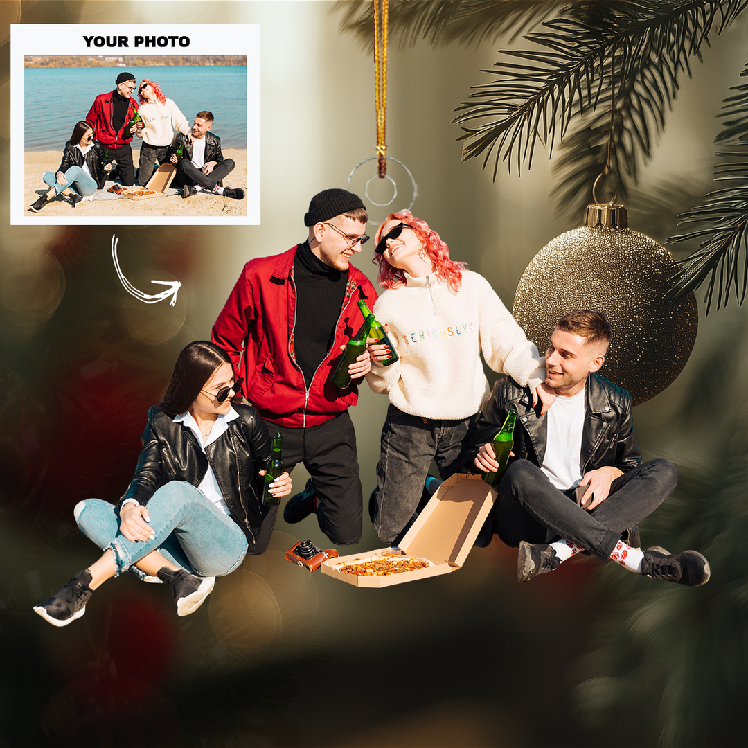 Partners in Fun - Personalized Photo Mica Ornament - Customized Your Photo Ornament - Christmas Gift For Friends