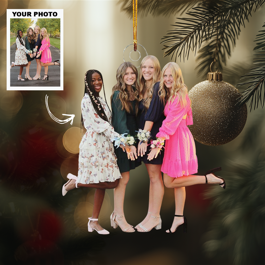 Our Happy Moments - Personalized Photo Mica Ornament - Customized Your Photo Ornament - Christmas Gift For Friends