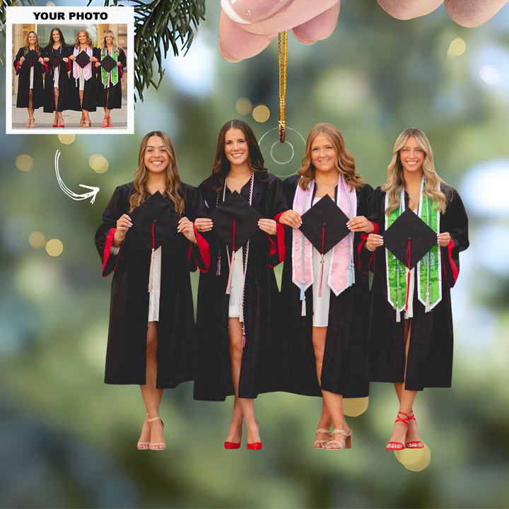Hats Off To You - Personalized Photo Mica Ornament - Customized Your Photo Ornament - Christmas Gift For Graduates