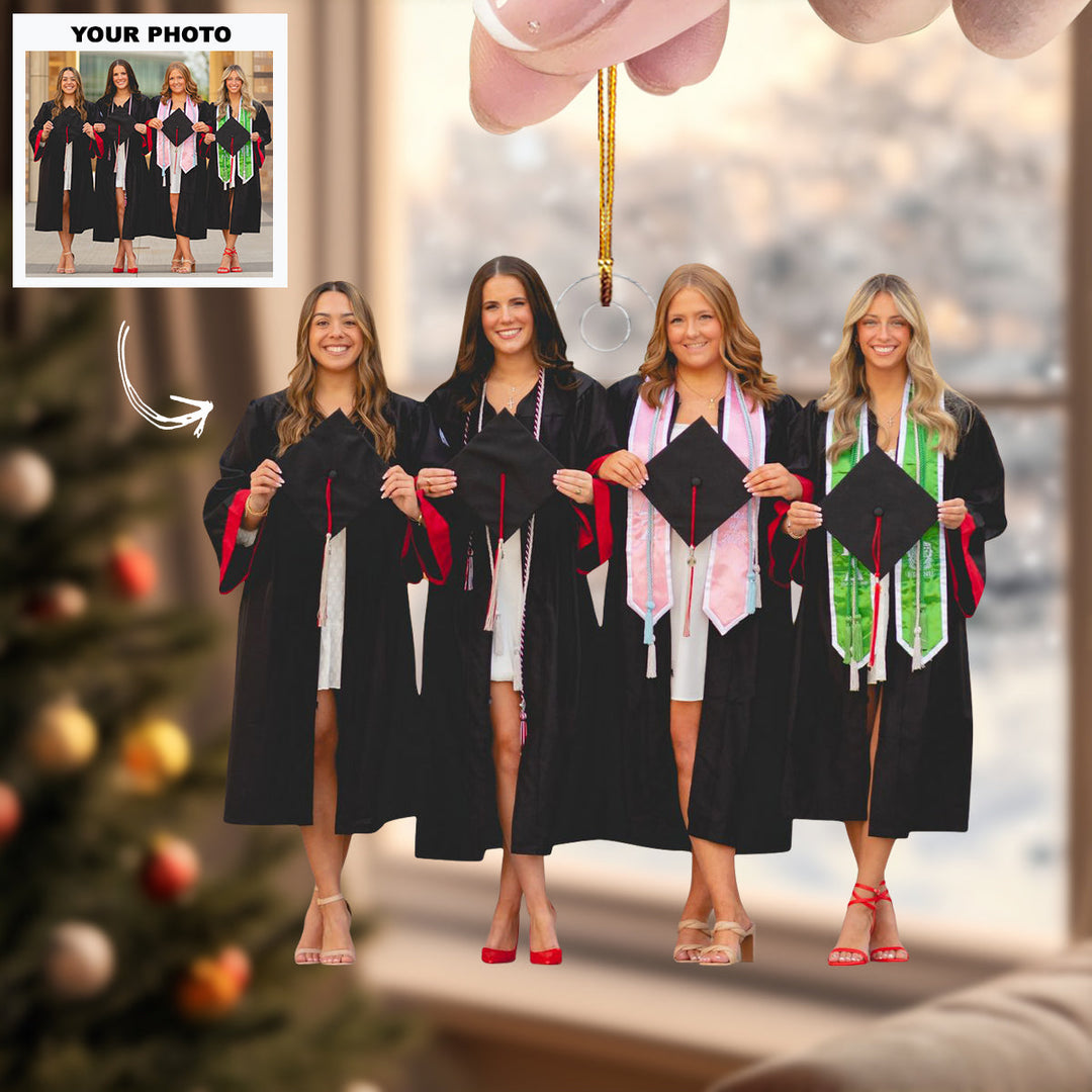Hats Off To You - Personalized Photo Mica Ornament - Customized Your Photo Ornament - Christmas Gift For Graduates
