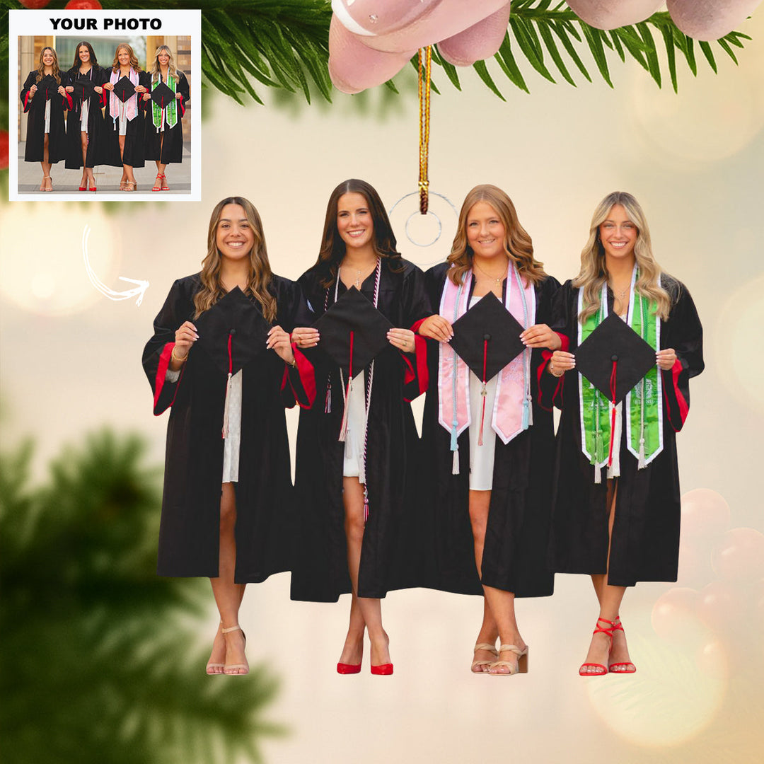 Hats Off To You - Personalized Photo Mica Ornament - Customized Your Photo Ornament - Christmas Gift For Graduates