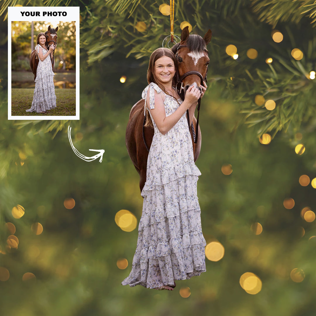 Equine Heart - Personalized Photo Mica Ornament - Customized Your Photo Ornament - Christmas Gift For Horse Lovers