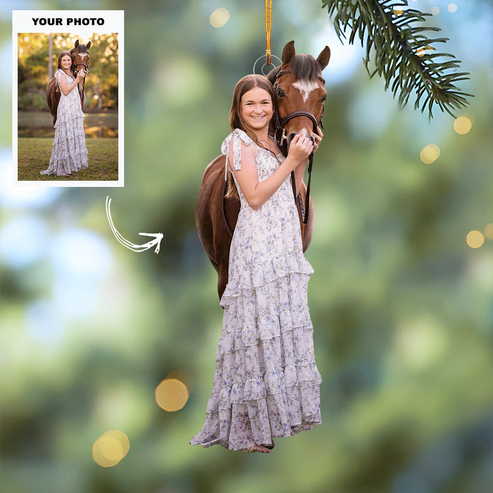 Equine Heart - Personalized Photo Mica Ornament - Customized Your Photo Ornament - Christmas Gift For Horse Lovers