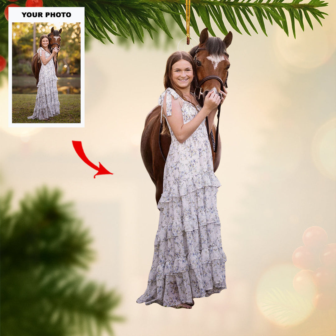 Equine Heart - Personalized Photo Mica Ornament - Customized Your Photo Ornament - Christmas Gift For Horse Lovers