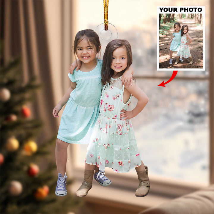 Sibling Souls - Personalized Photo Mica Ornament - Christmas Gift For Family Member, Kids