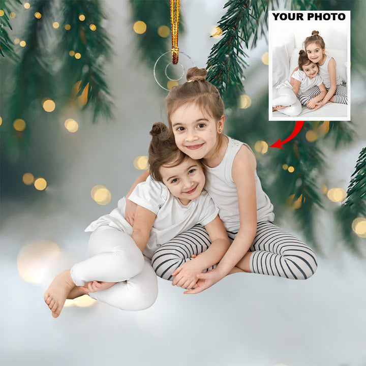 Sibling Souls - Personalized Photo Mica Ornament - Christmas Gift For Family Member, Kids