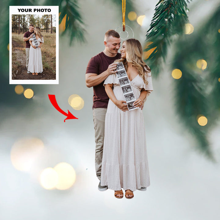 Bump Blessing - Personalized Photo Mica Ornament - Customized Your Photo Ornament - Christmas Gift For Mom-to-Be