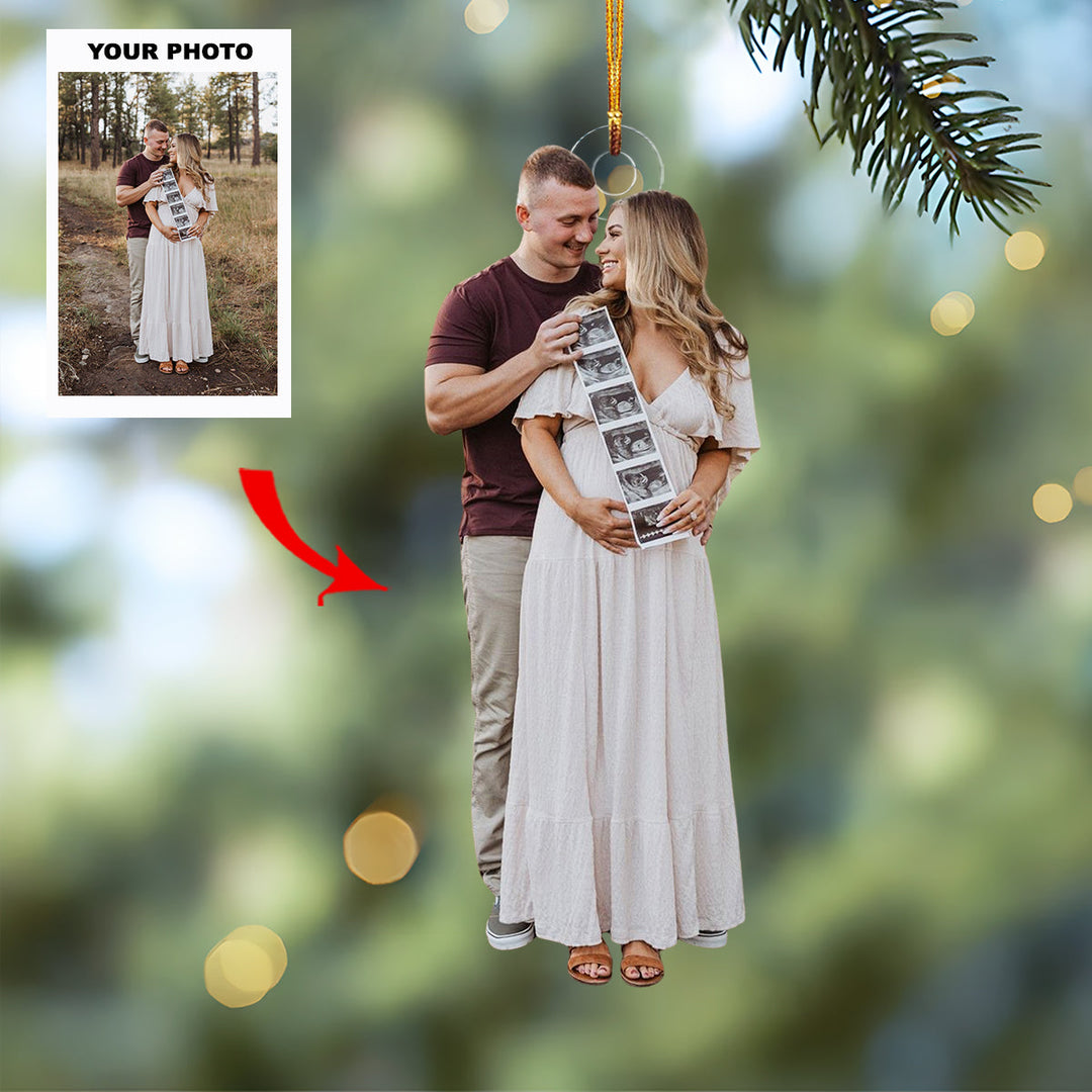 Bump Blessing - Personalized Photo Mica Ornament - Customized Your Photo Ornament - Christmas Gift For Mom-to-Be