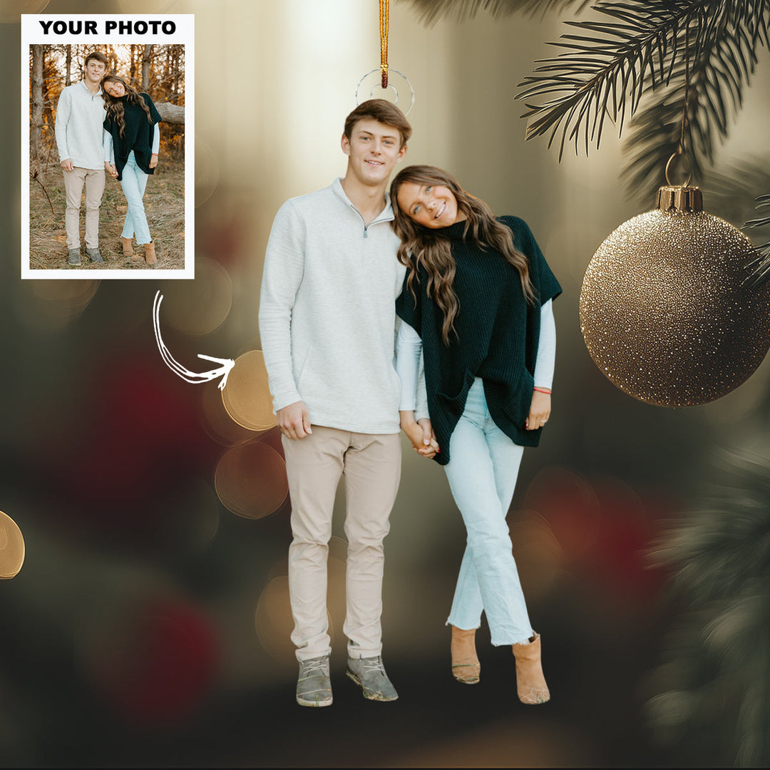 Forever Yours - Personalized Photo Mica Ornament - Customized Your Photo Ornament - Christmas Gift For Couple