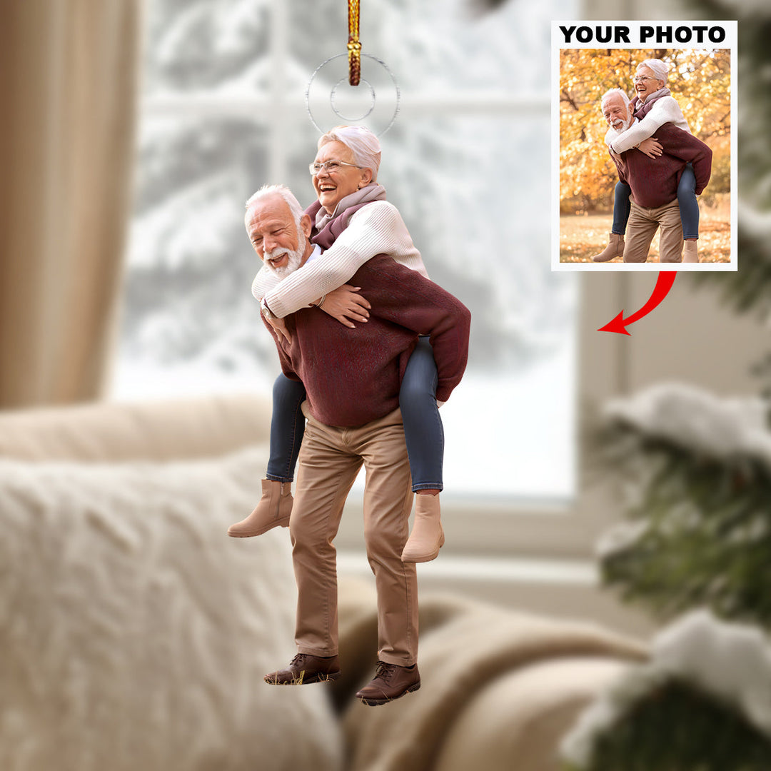 Laughter Forever - Personalized Photo Mica Ornament - Christmas Gift For Grandparents and Family Members