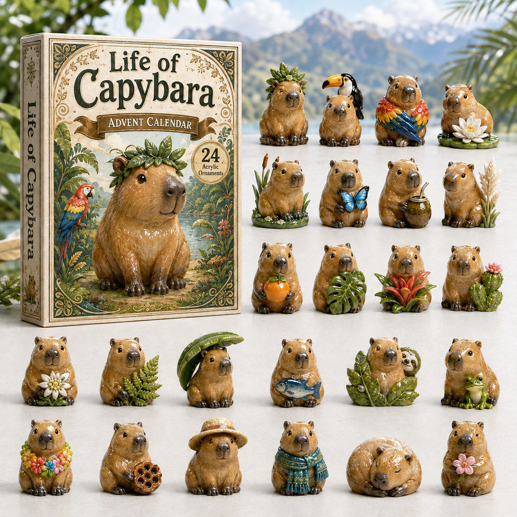 CHRISMAST KICKOFF 40% OFF - Life of Capybara Advent Calendar 2026 - 24-Day Festive Countdown, Acrylic Charms Blind Box - Gift For Capybara Lovers AC0HA090
