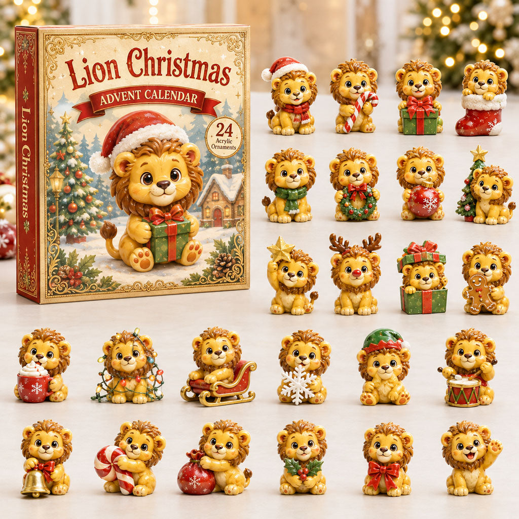 CHRISTMAS KICKOFF 40% OFF - Lion Christmas Advent Calendar 2026 - 24-Day Festive Countdown, Acrylic Charms Blind Box - Gift For Lion Lovers AC0HA126