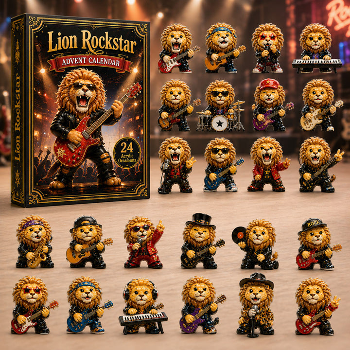 CHRISTMAS KICKOFF 40% OFF - Lion Rockstar Advent Calendar 2026 - 24-Day Festive Countdown, Acrylic Charms Blind Box - Gift For Lion Lovers AC0HA127