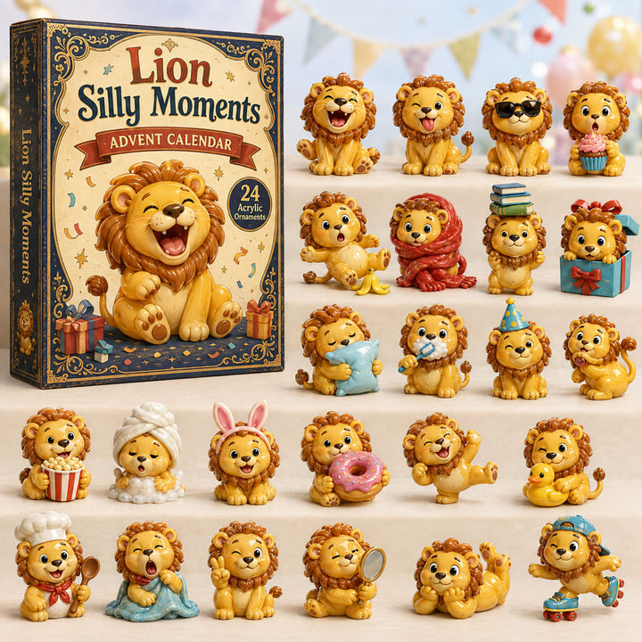 CHRISTMAS KICKOFF 40% OFF - Lion Silly Moments Advent Calendar 2026 - 24-Day Festive Countdown, Acrylic Charms Blind Box - Gift For Lion Lovers AC0HA128