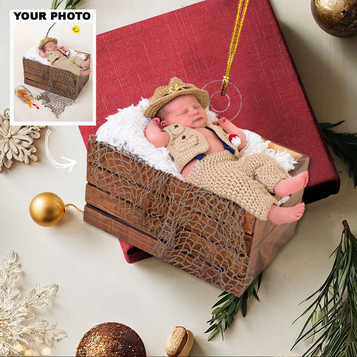 Little Angel - Personalized Photo Mica Ornament - Christmas Gift For Family Members