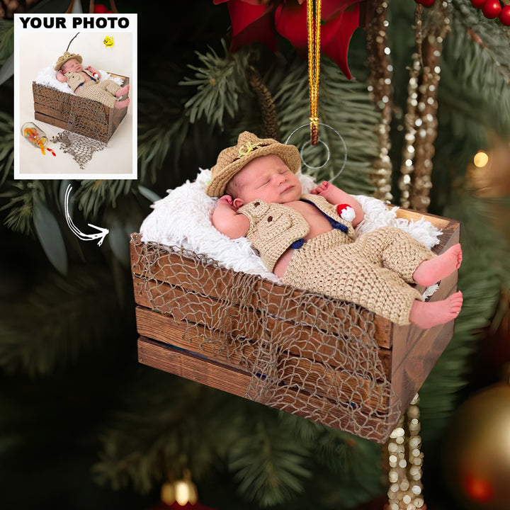 Little Angel - Personalized Photo Mica Ornament - Christmas Gift For Family Members