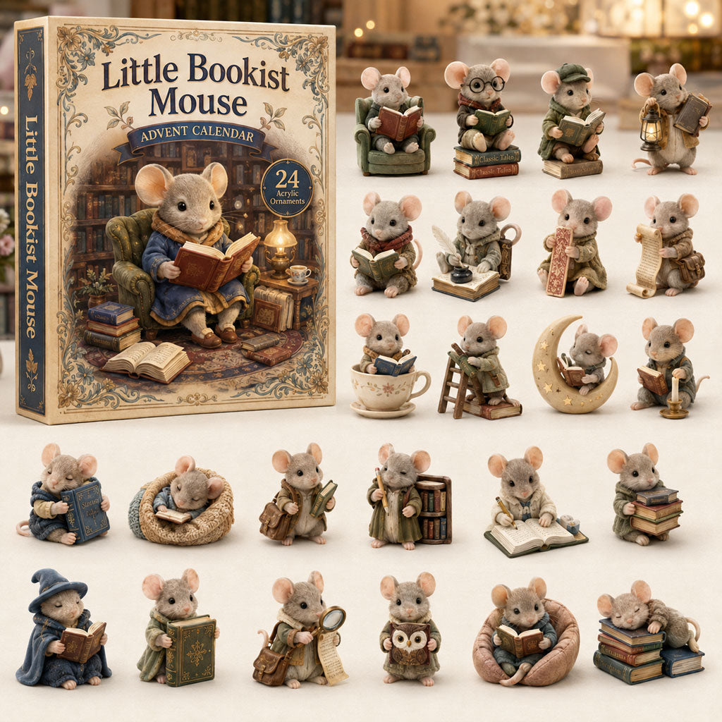 CHRISTMAS KICKOFF 40% OFF - Little Bookish Mouse Advent Calendar 2026 - 24-Day Festive Countdown, Acrylic Charms Blind Box - Gift For Mouse Lovers AC0TH116