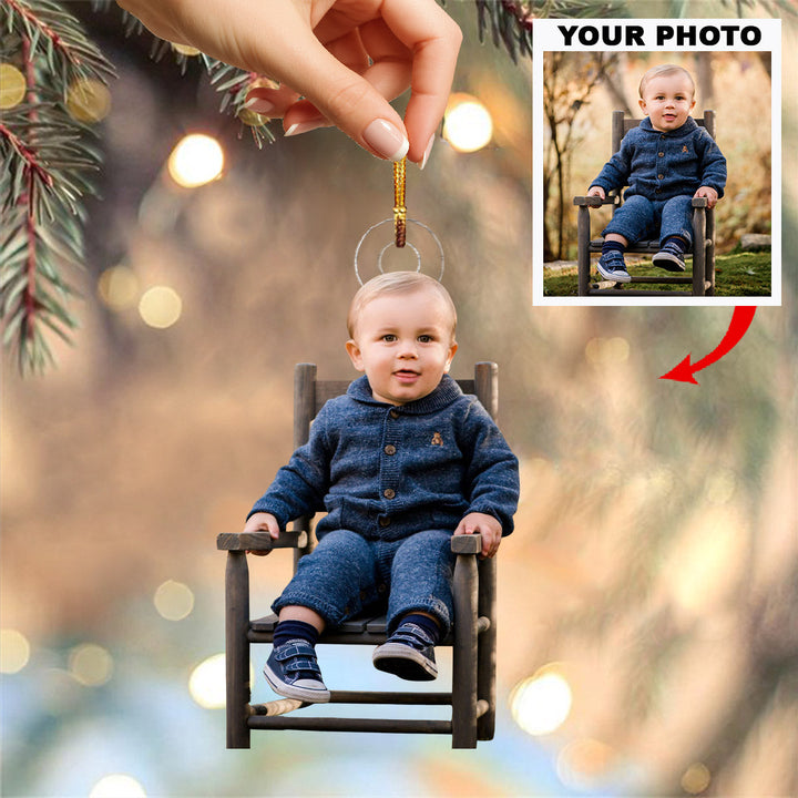 Little Chair Joy - Personalized Photo Mica Ornament - Christmas Gift For Family Members
