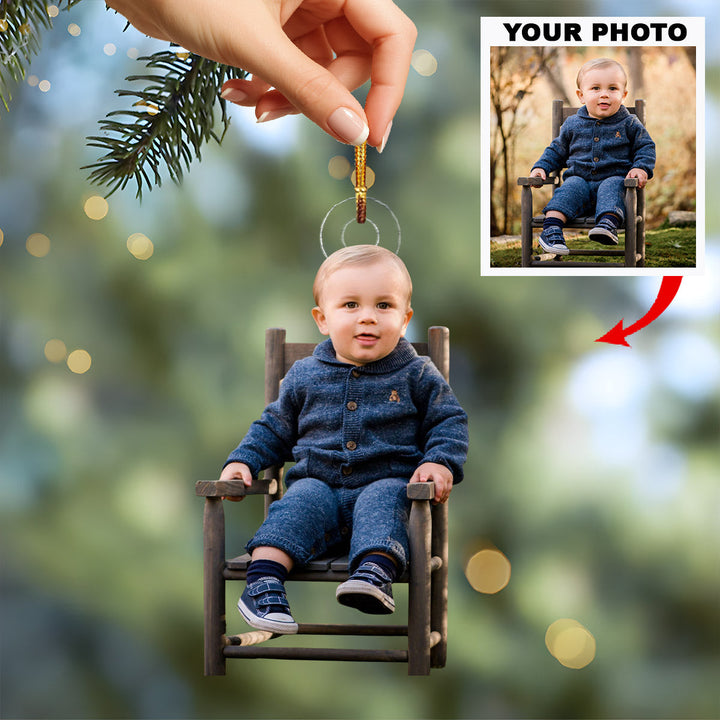 Little Chair Joy - Personalized Photo Mica Ornament - Christmas Gift For Family Members