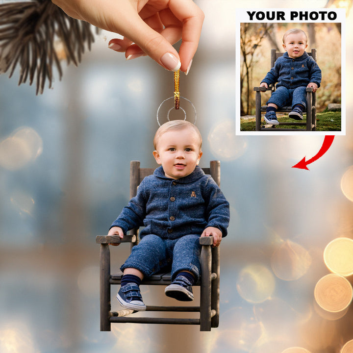 Little Chair Joy - Personalized Photo Mica Ornament - Christmas Gift For Family Members