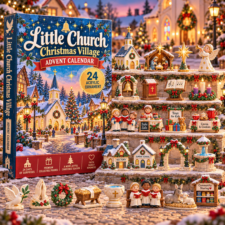 CHRISTMAS KICKOFF 40% OFF - Little Church Village Advent Calendar 2026 - 24-Day Festive Countdown, Acrylic Charms Blind Box - Gift For Family, Friends AC0HA556