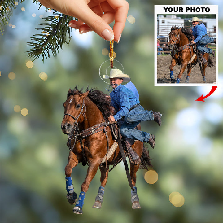 Little Rodeo Star - Personalized Photo Mica Ornament - Christmas Gift For Rodeo Lovers
