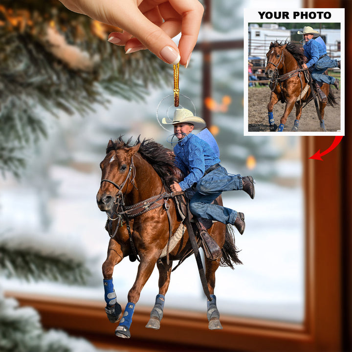 Little Rodeo Star - Personalized Photo Mica Ornament - Christmas Gift For Rodeo Lovers