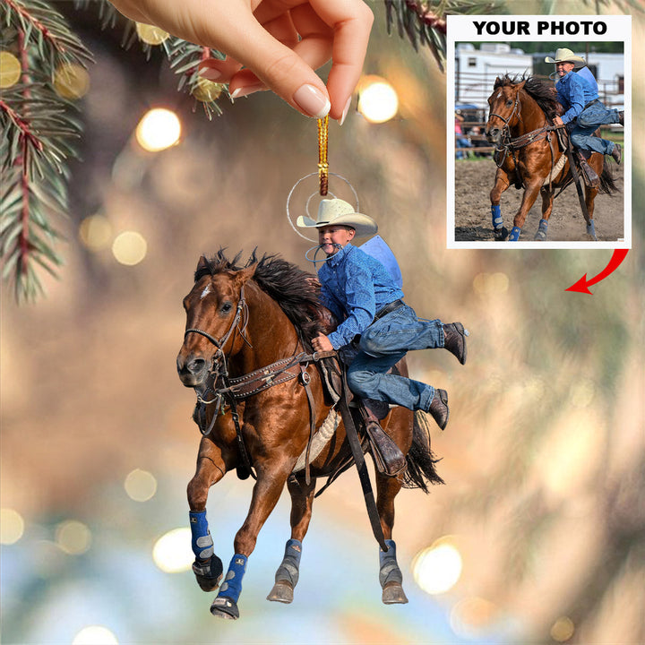 Little Rodeo Star - Personalized Photo Mica Ornament - Christmas Gift For Rodeo Lovers