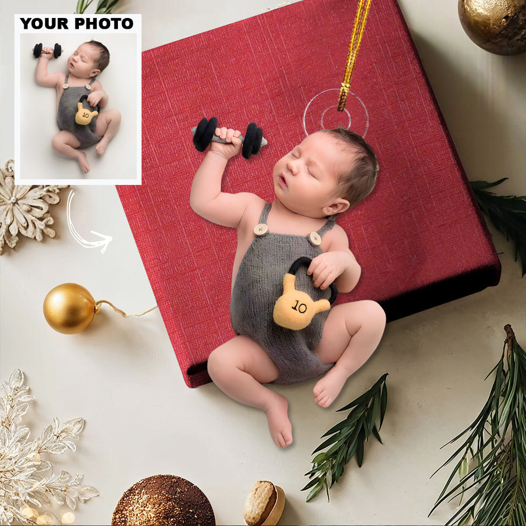 Little Star - Personalized Photo Mica Ornament - Christmas Gift For Family Members