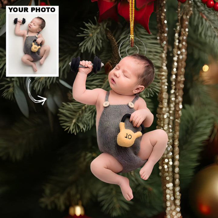 Little Star - Personalized Photo Mica Ornament - Christmas Gift For Family Members
