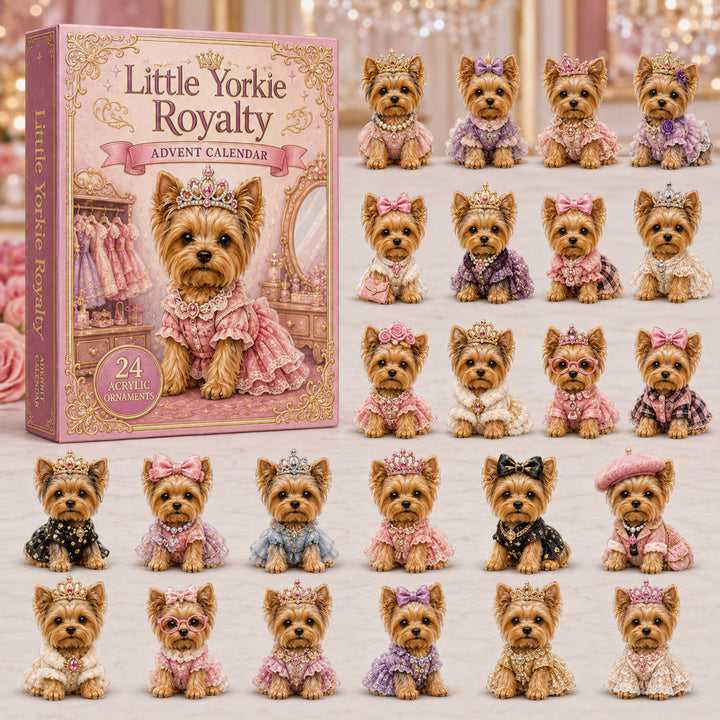CHRISTMAS KICKOFF 40% OFF - Little Yorkie Royalty Advent Calendar 2026 - 24-Day Festive Countdown, Acrylic Charms Blind Box - Gift For Yorkshire Terrier Lovers AC0NT062