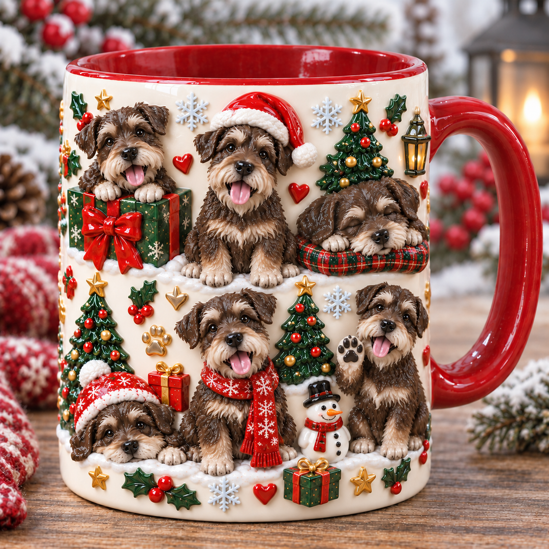 Liver & Tan Schnauzer Christmas 3D Effect Printed Accent Mug NCU0NT122