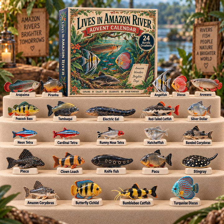 CHRISTMAS KICKOFF 40% OFF - Lives In Amazon River Advent Calendar 2026 - 24-Day Festive Countdown, Acrylic Charms Blind Box - Gift For Fish Lovers AC0TM368