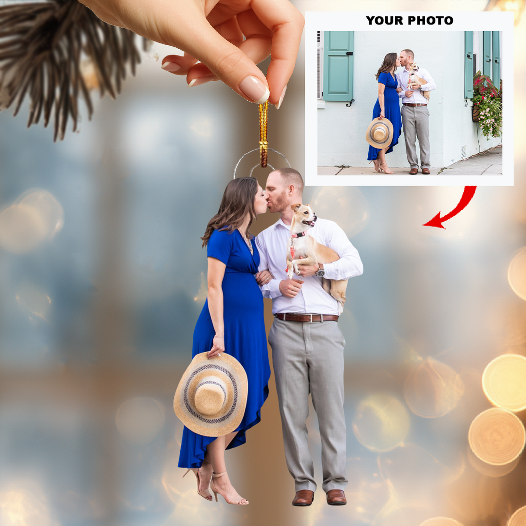 Love Awaits - Personalized Photo Mica Ornament - Christmas Gift For Family Members