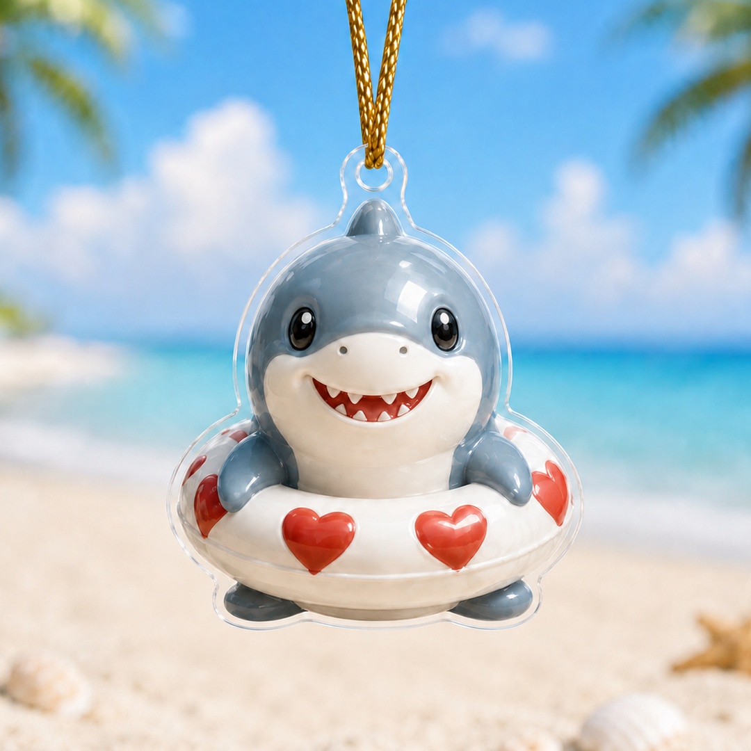 Love Float Shark Adorable Mica Ornament NCU0HA013